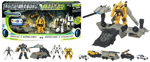 Transformers Cyberverse Cybertronian Warriors Pack - Ironhide & Bumblebee vs Barricade & Crankcase (Toys R Us exclusive) toy Transformers Cyberverse Cybertronian Warriors Pack - Ironhide & Bumblebee vs Barricade & Crankcase (Toys R Us exclusive) toy